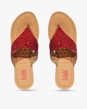 embellished t-strap wedge sandals