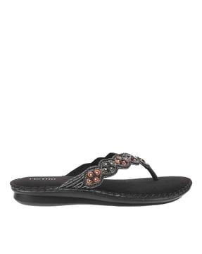 embellished thong strap flat sandals