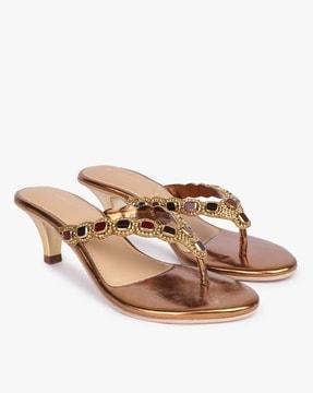 embellished thong-strap heeled sandals