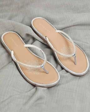 embellished thong-strap slip-on flat sandals