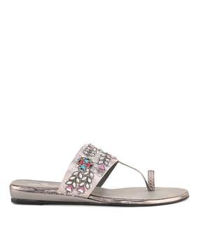 embellished toe-ring flat sandals
