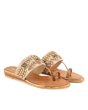 embellished toe-ring flat sandals