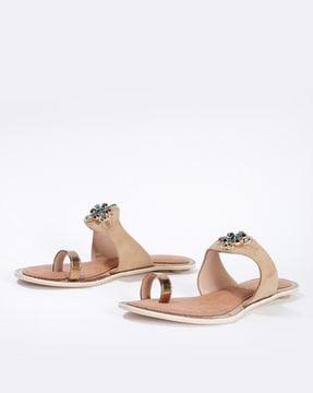 embellished toe-ring flats