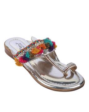 embellished toe-ring sandals with tassels