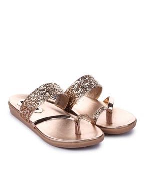 embellished toe-ring slip-on sandals