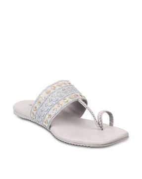 embellished toe-ring slipper