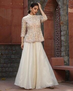 embellished top & sharara pants set