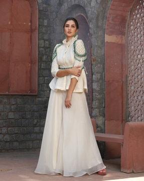 embellished top & sharara pants set