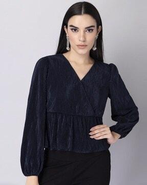 embellished top with ruched accent