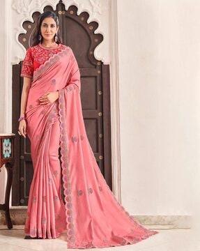 embellished traditional saree with blouse piece