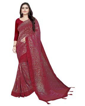 embellished traditional saree with tassels
