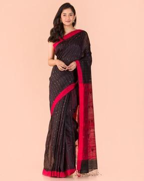 embellished traditional saree with tassels