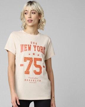 embellished typographic print t-shirt