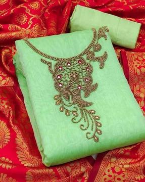 embellished unstitched dress material with dupatta