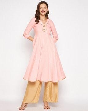 embellished v-neck flared kurta