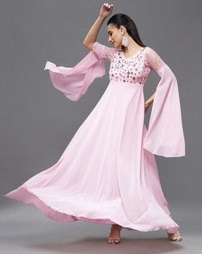 embellished v-neck gown dress