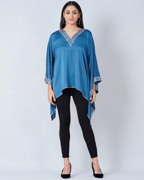 embellished v-neck kaftan top