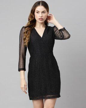 embellished v-neck sheath dress