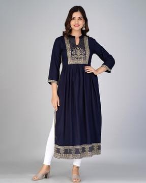 embellished v-neck straight kurta