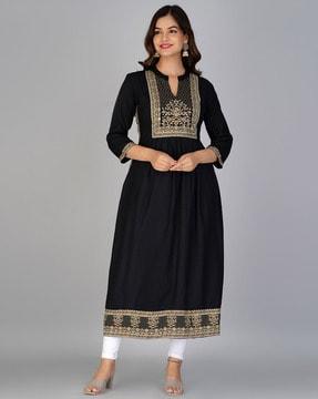 embellished v-neck straight kurta