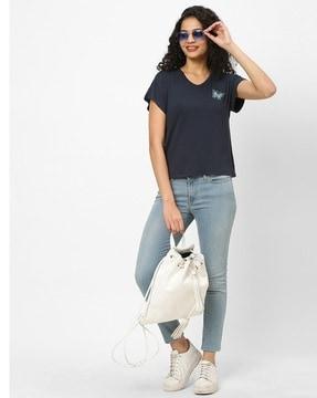 embellished v-neck t-shirt