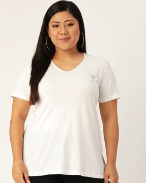 embellished v-neck t-shirt