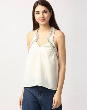 embellished v-neck top