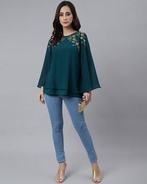 embellished v-neck top