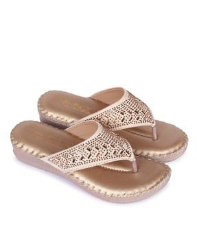 embellished v-strap sandals