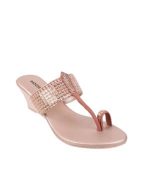 embellished wedges with open toes ring