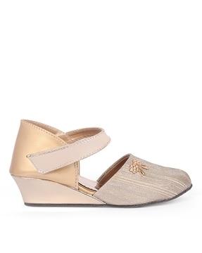 embellished wedges with velcro fastening