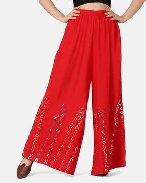 embellished wide leg palazzos