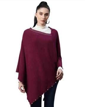 embellished woolen poncho