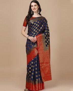 embellished zari border saree