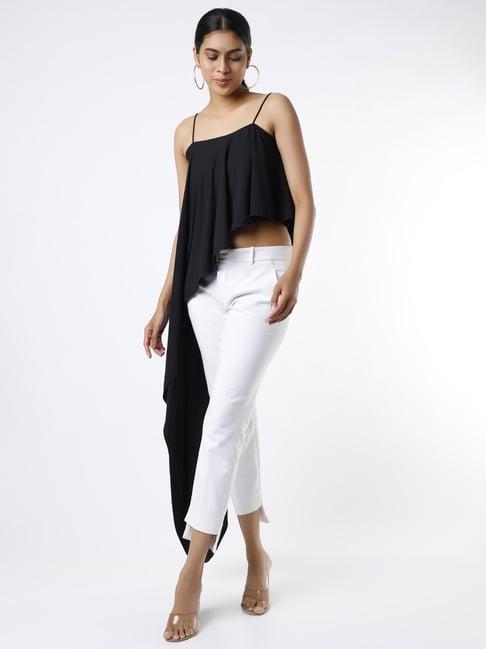 emblaze black one side drape top