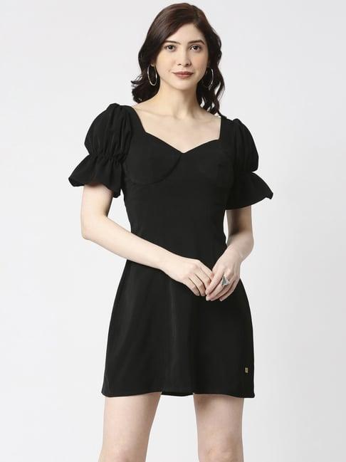 emblaze black puff sleeve dress