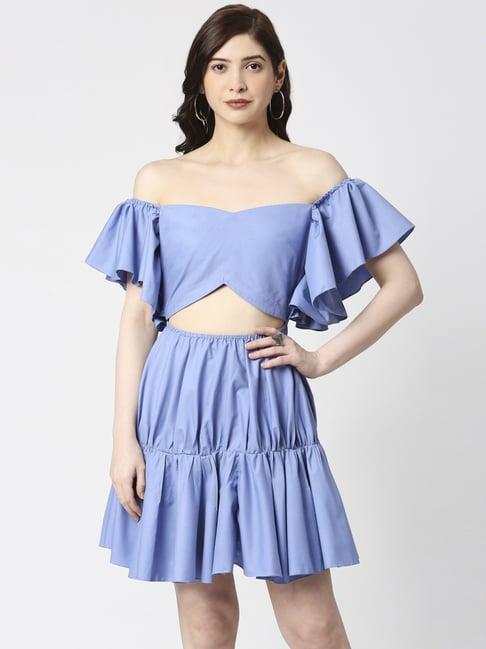 emblaze blue front waist cut dress