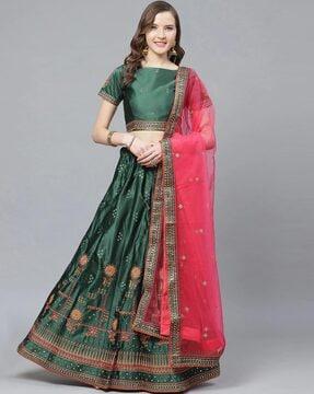 emblished flared lehenga choli set with dupatta