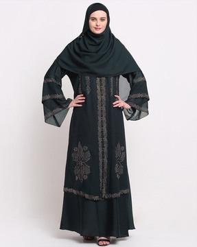 emblished gown burqa with scarf