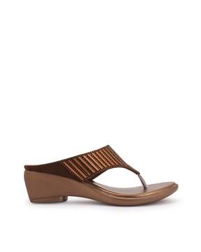 emblished t-strap flat sandals