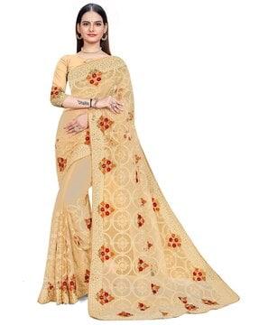 embordered net saree