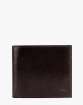 embossed logo bi-fold wallet in italian leather