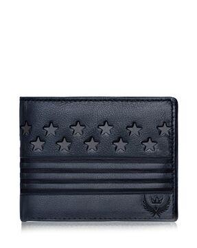 embossed genuine leather bi-fold wallet