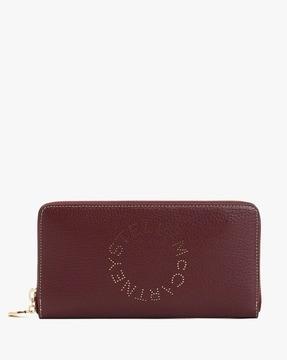 embossed grainy mat zip wallet