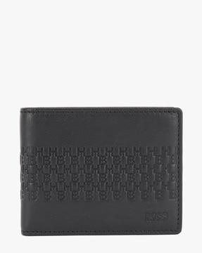 embossed leather bi-fold wallet with card holder