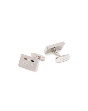 embossed logo cufflinks