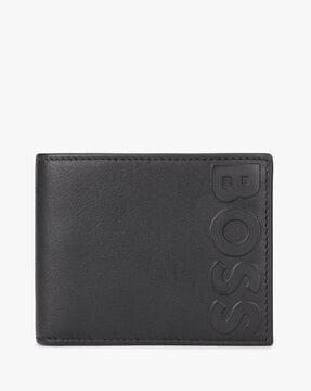 embossed logo grained-leather matte wallet