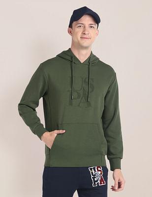 embossed logo hooded sweatshirt