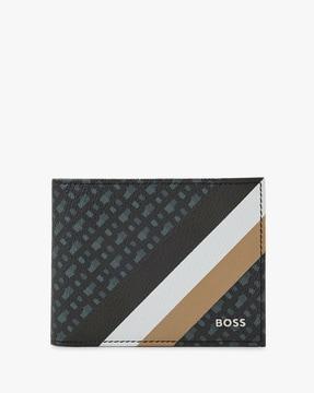 embossed logo leather wallet