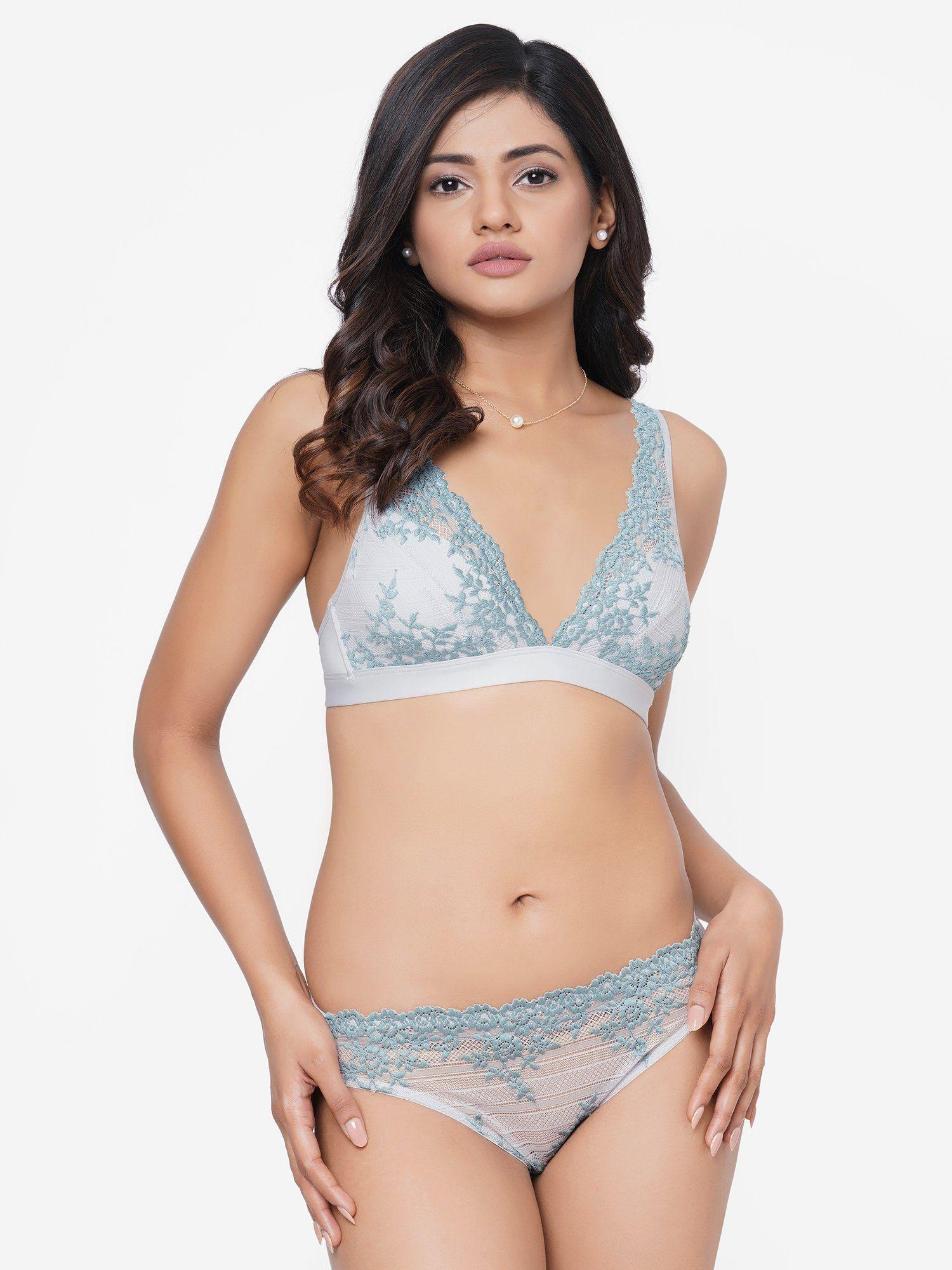 embrace lace non-padded non-wired lace bra grey